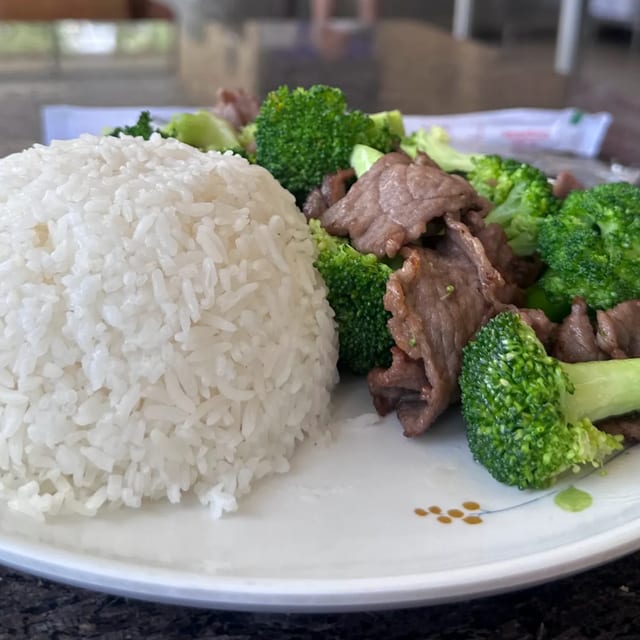 13. Broccoli Beef with Rice.