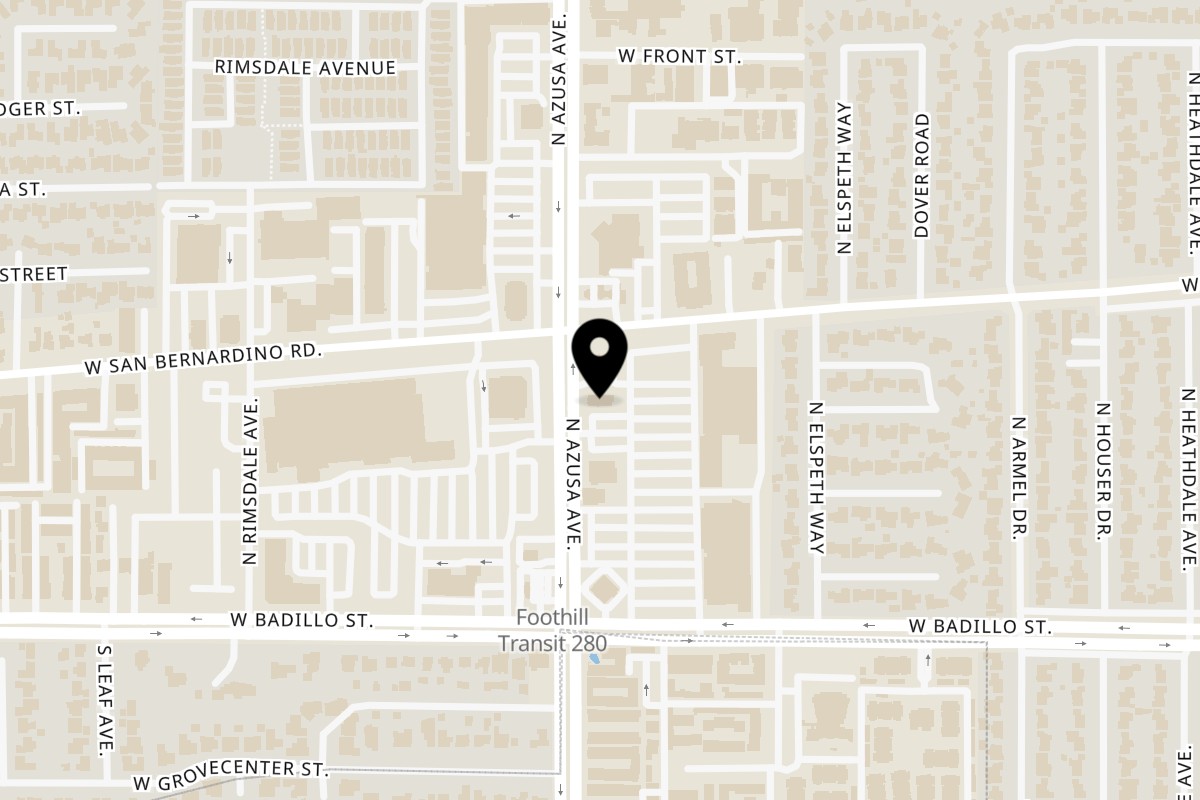 Map showing the location of BMC Pho Covina on 402 N Azusa Ave in Covina